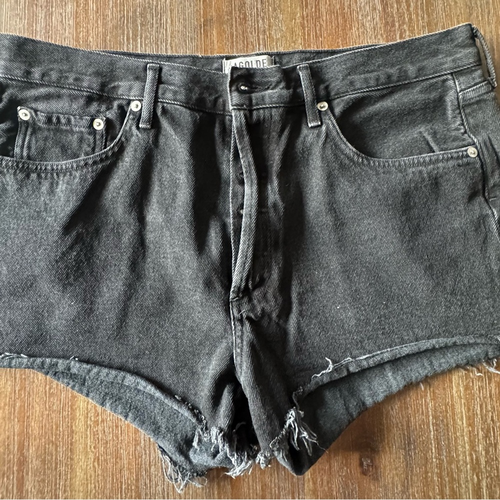 AGOLDE Los Angeles Premium Black High Rise Cutoff Denim Shorts Size 31